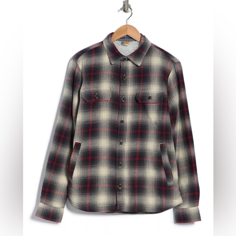 New Tailor Vintage Men's Faux Shearling Lined Plaid Shirt Jacket Size Large